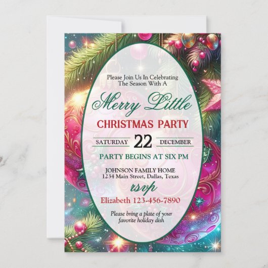 Bright and Colorful Christmas Party Invitation 招待状 (正面)