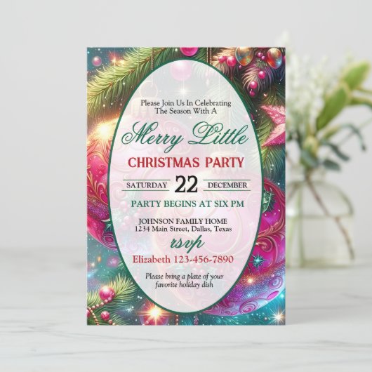 Bright and Colorful Christmas Party Invitation 招待状 (スタンド正面)
