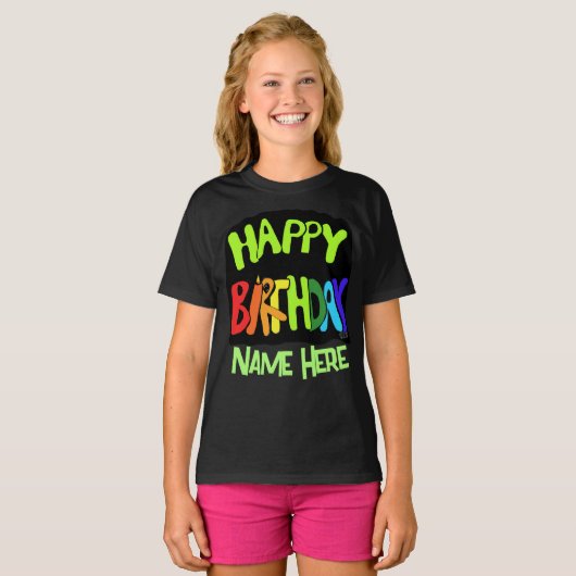 Bright and Happy Birthday Custom Name Tシャツ (正面フル)