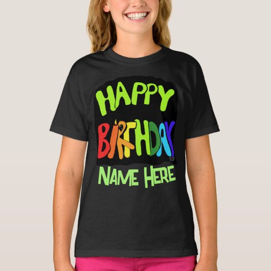 Bright and Happy Birthday Custom Name Tシャツ (正面)