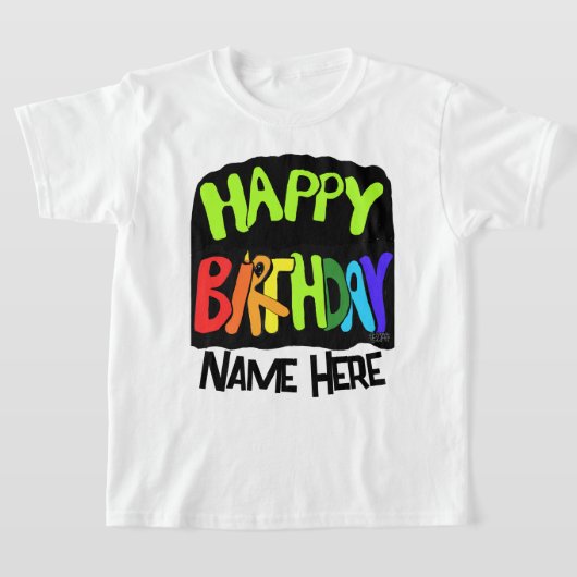 Bright and Happy Birthday Custom Name Tシャツ (レイダウン)