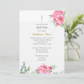 Bright and Happy Pink Flowers Orthodox Baptism     招待状 (スタンド正面)