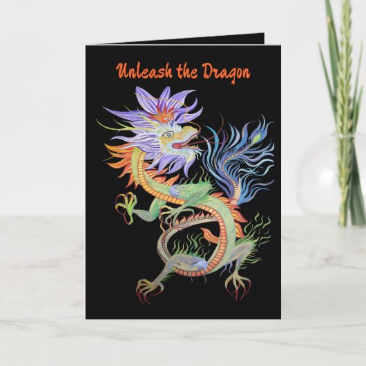 Bright and Vivid Chinese Fire Dragon Cut Out カード (正面)