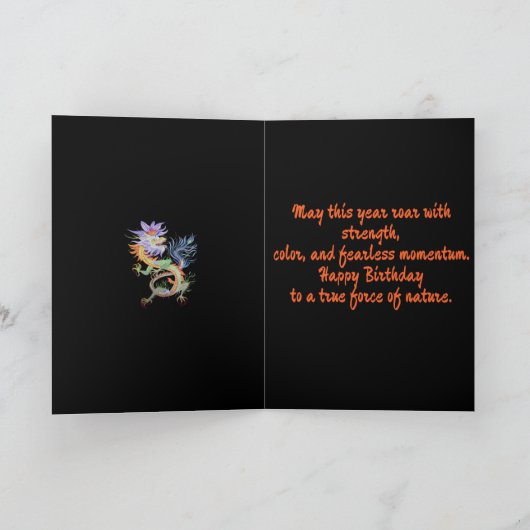Bright and Vivid Chinese Fire Dragon Cut Out カード (内部)