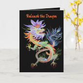 Bright and Vivid Chinese Fire Dragon Cut Out カード (黄色い花)