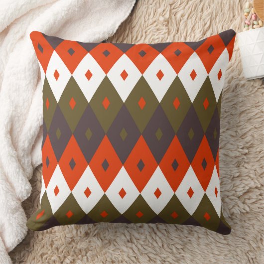 Bright and Vivid Rhombus Pattern Throw Pillow クッション (ブランケット)