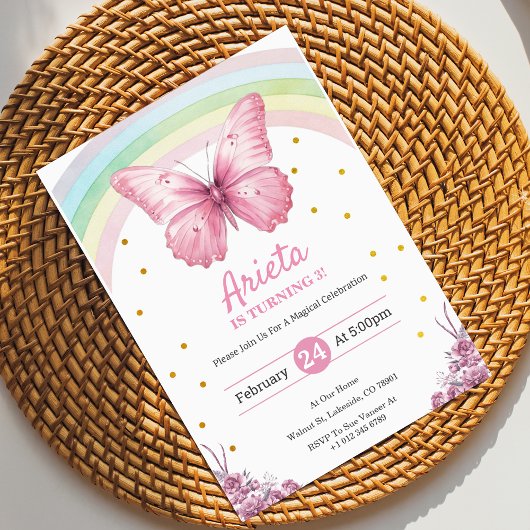 Bright and whimsical birthday Invitation 招待状