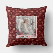 Bright Angelic Red Gold Christmas Pillow Gift クッション (裏面)