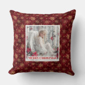 Bright Angelic Red Gold Christmas Pillow Gift クッション (正面)