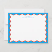 Bright Aqua & Tangerine Wavy Note Card 招待状 (正面)
