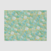 Bright Aqua Teal Gold Watercolor Mosaic Sea Glass  薄葉紙 (正面)