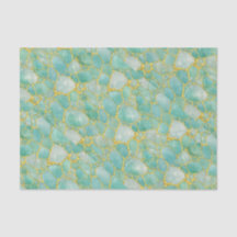 Bright Aqua Teal Gold Watercolor Mosaic Sea Glass 