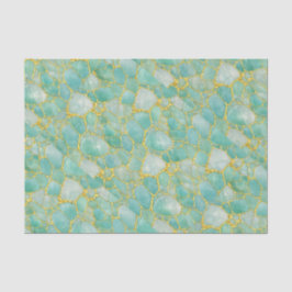 Bright Aqua Teal Gold Watercolor Mosaic Sea Glass  薄葉紙