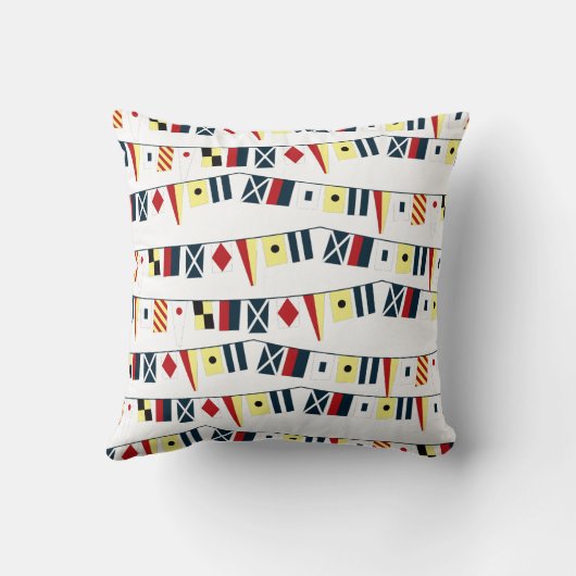 Bright Array of Nautical Flags Pillow クッション (裏面)