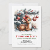 Bright baby fawn Christmas kids invite digital  招待状 (正面)