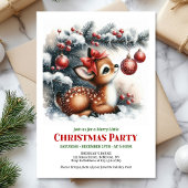 Bright baby fawn Christmas kids invite digital  招待状