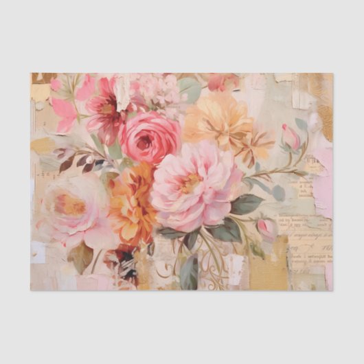 Bright & Beautiful Floral Collage with Torn Paper 薄葉紙 (正面)