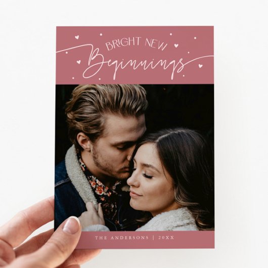 Bright Beginnings 新年 ピンク 写真 シーズンカード