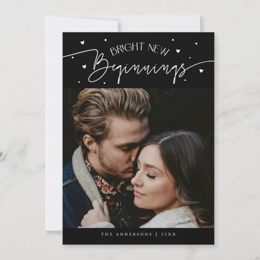 Bright Beginnings New Year Black Photo  シーズンカード (正面)