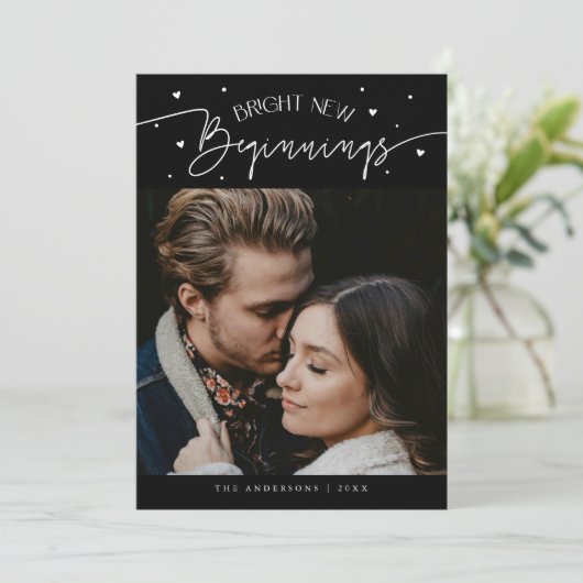 Bright Beginnings New Year Black Photo  シーズンカード (スタンド正面)