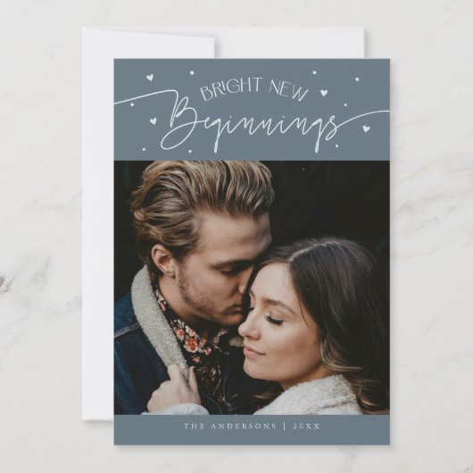 Bright Beginnings New Year Slate Blue Photo シーズンカード (正面)