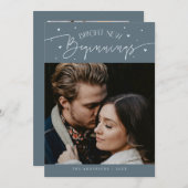 Bright Beginnings New Year Slate Blue Photo シーズンカード (正面/裏面)