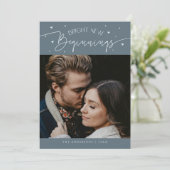Bright Beginnings New Year Slate Blue Photo シーズンカード (スタンド正面)