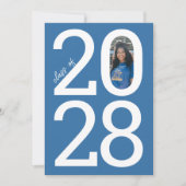 Bright Blueクラスモダンの年と写真卒業 案内状 (正面)