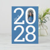 Bright Blueクラスモダンの年と写真卒業 案内状 (スタンド正面)