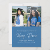 Bright Blueクラスモダンの年と写真卒業 案内状 (裏面)