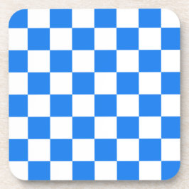 Bright Blue and White Checkers コースター