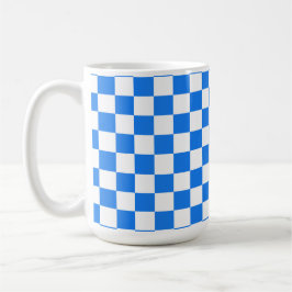 Bright Blue and White Checkers コーヒーマグカップ