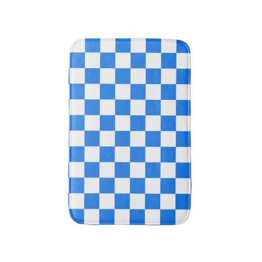 Bright Blue and White Checkers バスマット (正面縦)