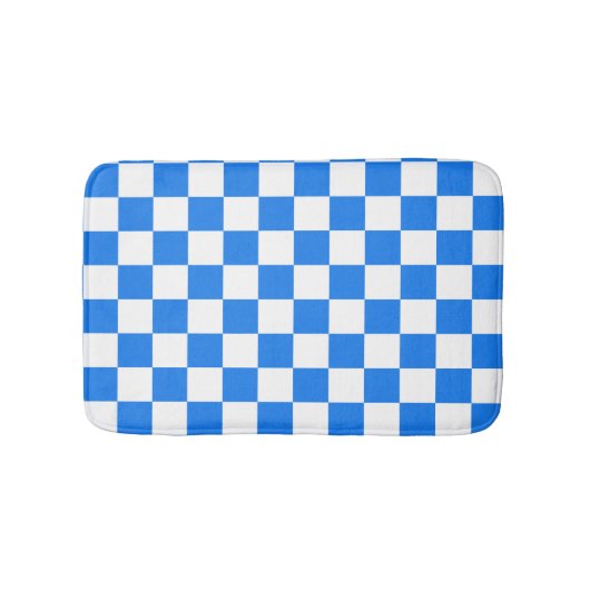 Bright Blue and White Checkers バスマット (正面)