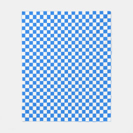 Bright Blue and White Checkers フリースブランケット