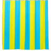 Bright Blue and Yellow Stripes  シャワーカーテン (正面)