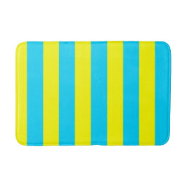 Bright Blue and Yellow Stripes  バスマット