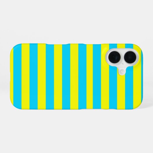 Bright Blue and Yellow Stripes  iPhone 16ケース (裏面横)