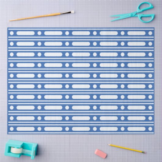 Bright Blue Bone Inlay Border Dots Decoupage Paper 薄葉紙 (クラフト)