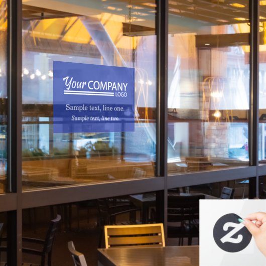 Bright Blue Businessロゴの看板ディスプレイ（タグライン付） ウィンドウサイン (レストラン窓)