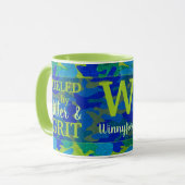 Bright Blue & Green Camouflage Glitter Camo Name マグカップ (正面左)
