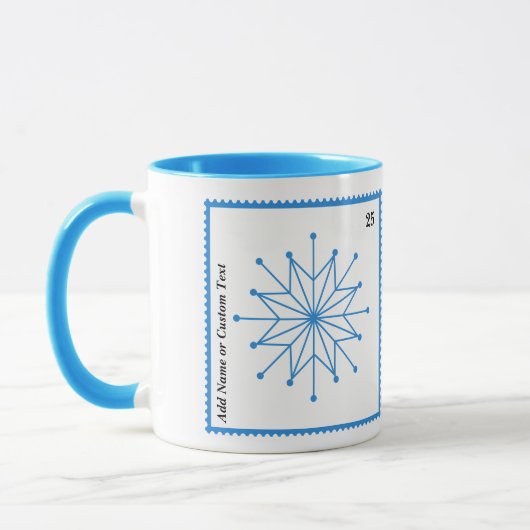 Bright Blue Holiday Snowflake Photo Mug  マグカップ (左)
