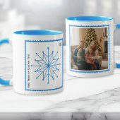 Bright Blue Holiday Snowflake Photo Mug  マグカップ