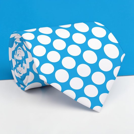 Bright Blue Jumbo Polka Dots Custom Necktie ネクタイ