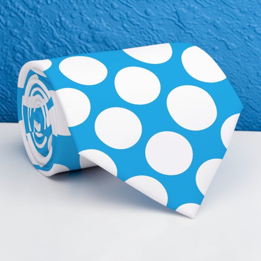 Bright Blue Jumbo Polka Dots Custom Necktie ネクタイ