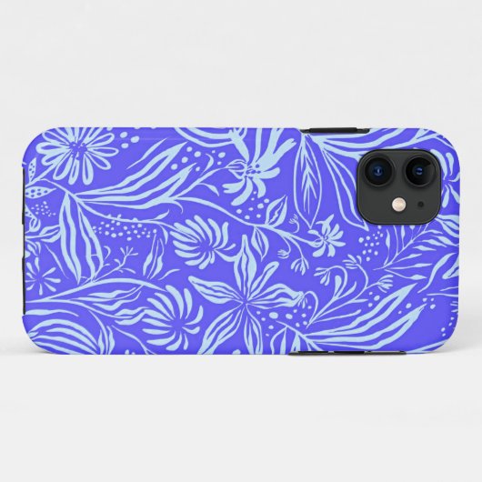 Bright blue-Lilac floral pattern Case-Mate iPhoneケース (裏面(横))
