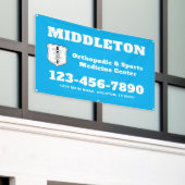 Bright Blue Promotional Business Banner with Logo 横断幕 (ビルの外側)