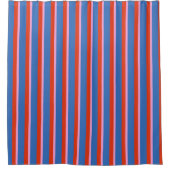 Bright Blue Red Pink Retro Stripe Pattern シャワーカーテン (正面)
