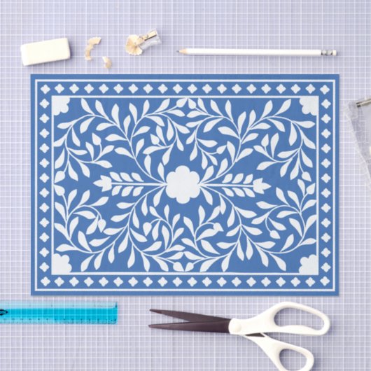 Bright Blue Traditional Bone Inlay Decoupage Paper 薄葉紙 (クラフト)