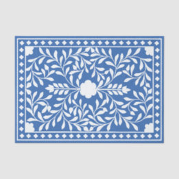Bright Blue Traditional Bone Inlay Decoupage Paper 薄葉紙